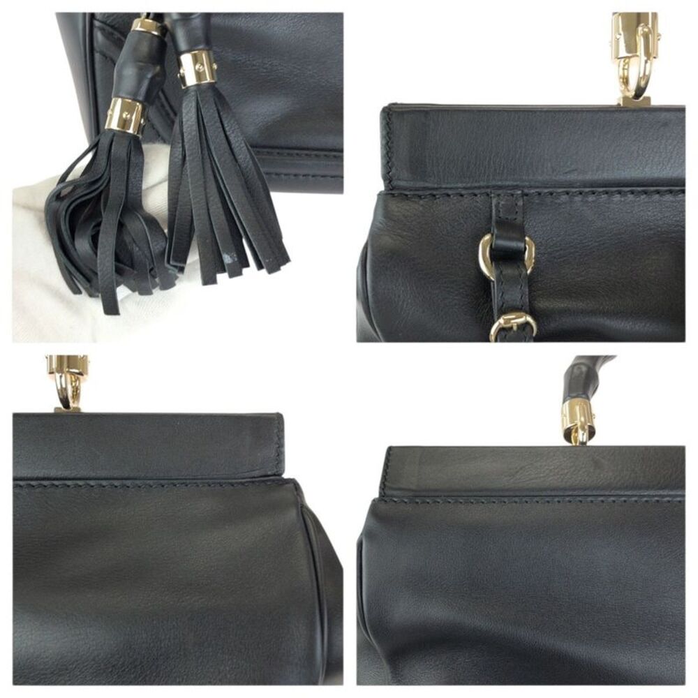 Gucci Bamboo Leather Handbag Black - Picture 5 of 10